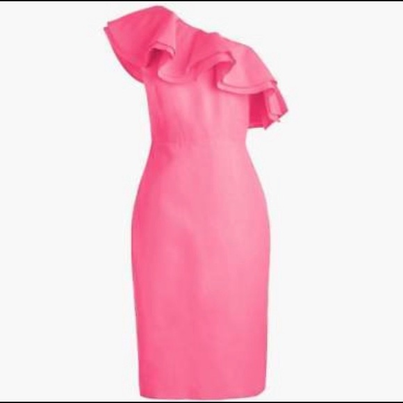 J. Crew Dresses & Skirts - J.Crew One Shoulder Silk/Cotton Blend Ruffle Dress